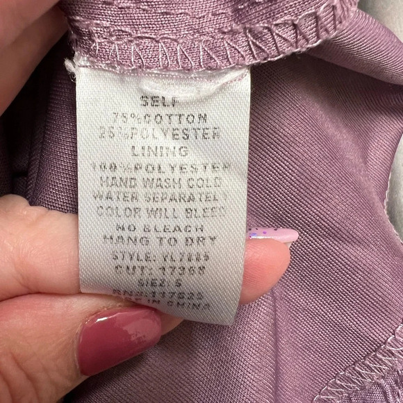 Ya Los Angeles Purple with Off White Lace design pullover dress.  Size small - Picture 4 of 5